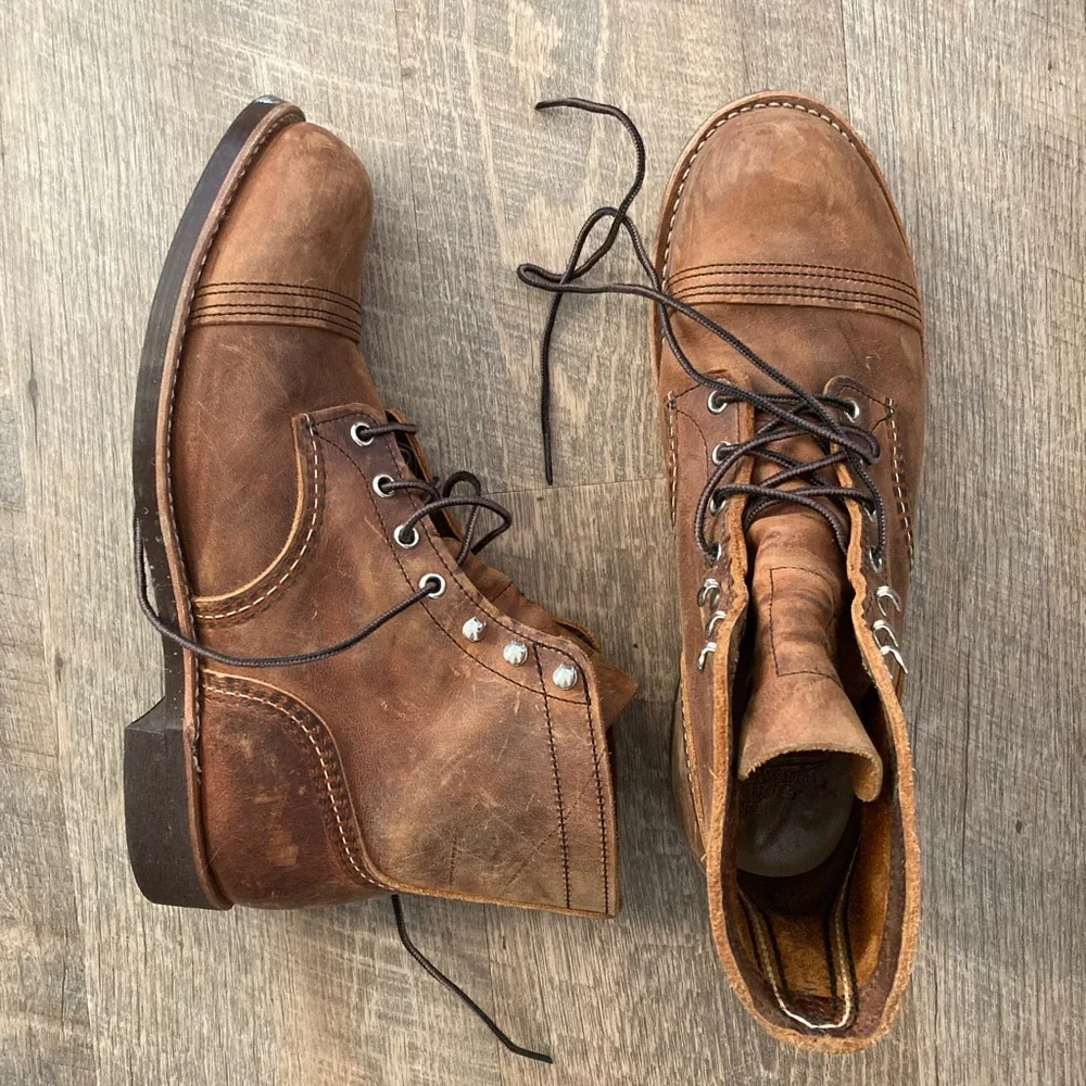 RED WING | Heritage Copper 6 Inch Iron Ranger Leather Lace Up Work Boots - Picture 8 of 16